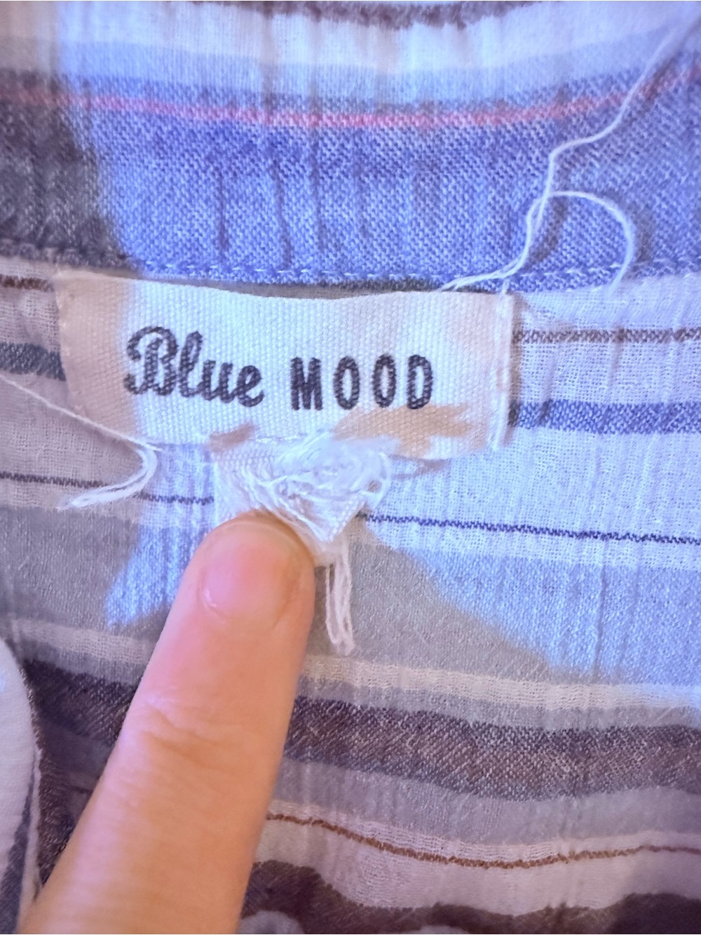 Striped Tie-Front Button Down Shirt - Blue & White - Picture 2 of 5